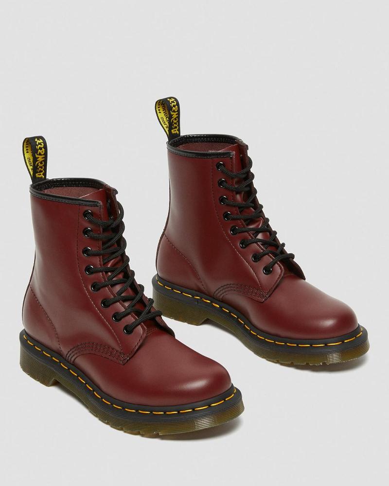 Dr Martens 1460 Smooth Læder Snørestøvler Dame Lyserød Rød | DK 202LIS